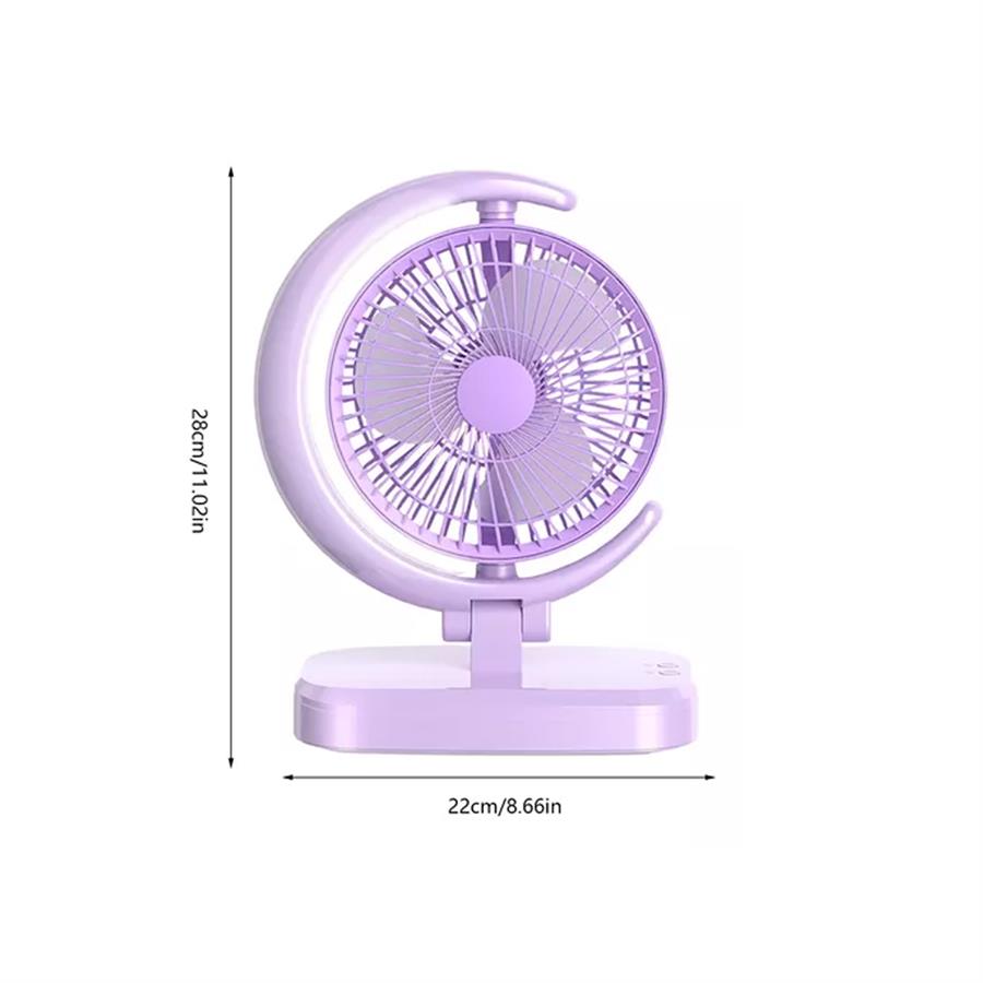 Ventilador De Mesa Con Luz Led Recargable Usb