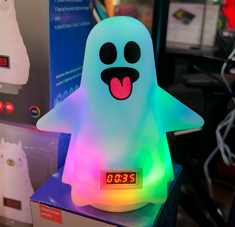 Lampara De Noche Con Reloj y Parlante Fantasma CH-YL83